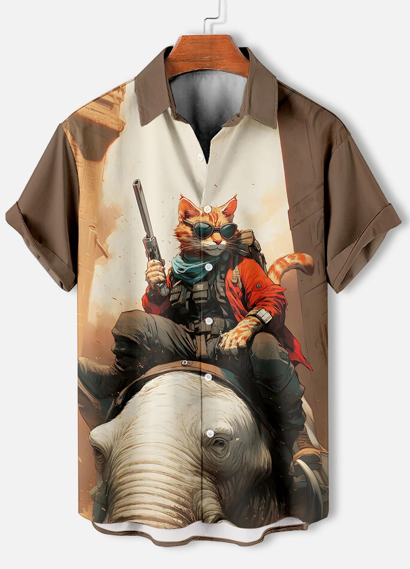 الرجال الرجعية الكرتون أنيمي القط موضوع قمصان قصيرة الأكمام قصيرة الأكمام بلايز موضة عطلة عادية الشارع الشهير الصيف قمصان رجالية #5