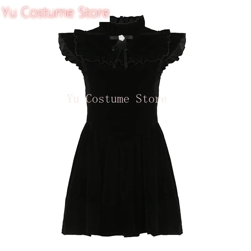

Elegant Velvet Black Mini Dresses Sleeveless A-line Korean Fashion Birthday Party Coquette Sexy Ballroom Dress Women Yu Costume