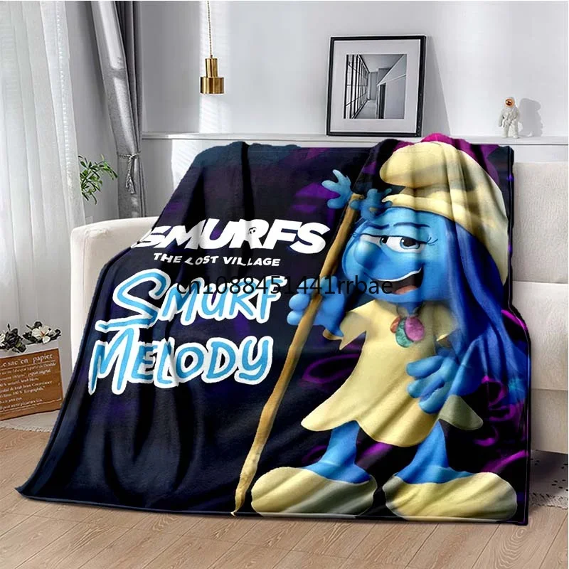 The S-Smurfs 2 Band Printed Blankets,Kid\'s Baby Throw Blanket,for Bedroom Living Room Sofa Bed Car, Brithday Gift