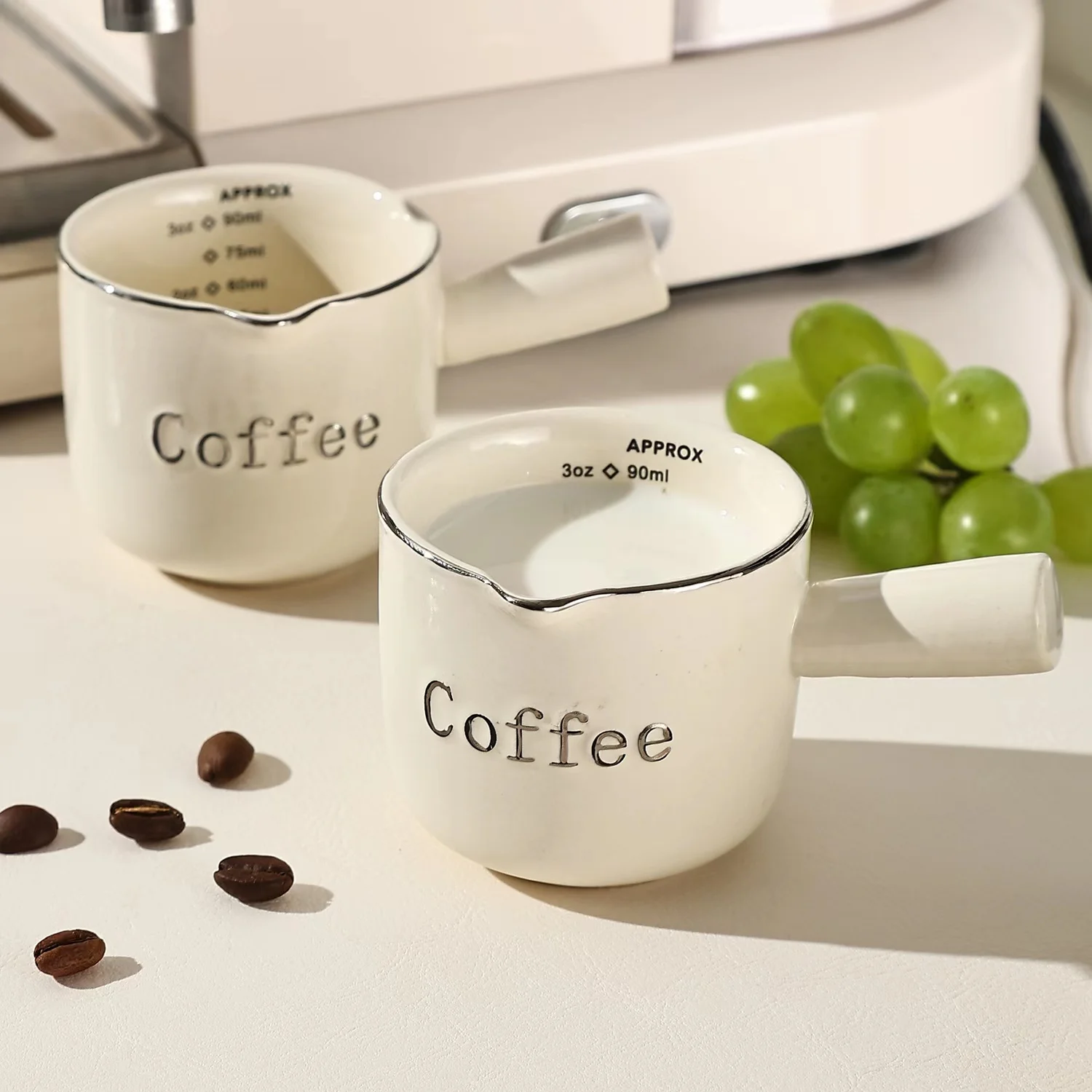 High Appearance Level Espresso Cup With Graduated High-Grade Exquisite Ceramic Coffee Measuring Cup Extract Cup Small Milk Cup