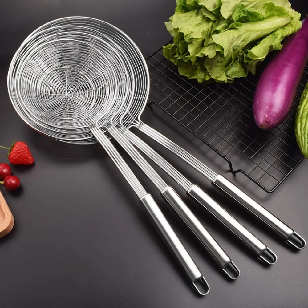 

Double Round Stainless Steel Filter Mesh Thickened Multifunctional Frying Basket Colander Baking Cooking Tools Restaurant