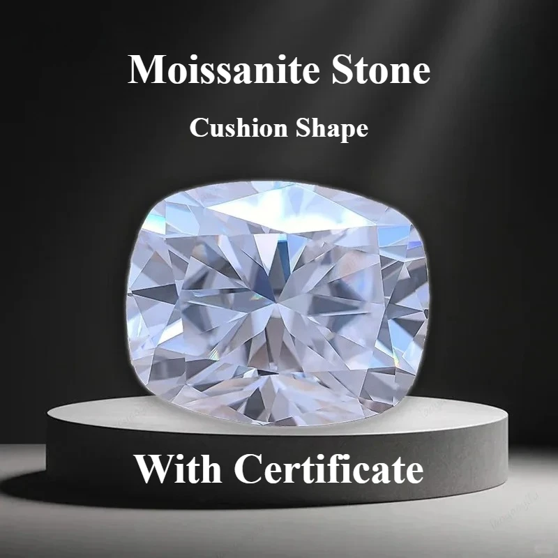 

Moissanite Stone Rectangle Cushion Shape D Color VVS1 Lab Grown Gemstone for Charms Jewelry Making Materials with Certificate