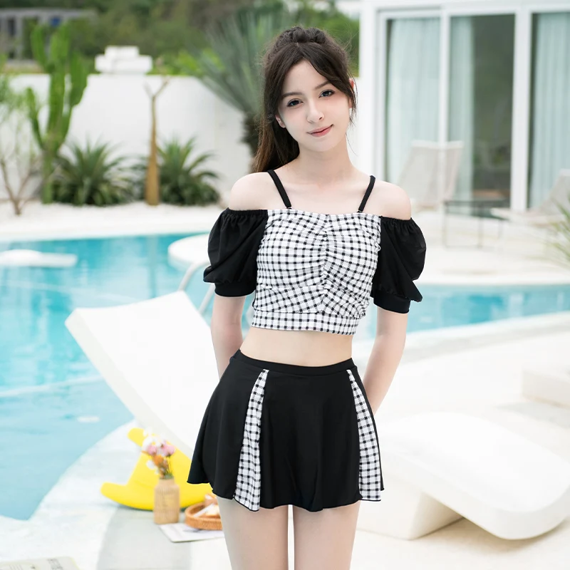 2023 Bikinis Children High Waist Girls\' Swimsuit with Top Bathing Suit Tankinis Swimwear Clothes Swim Skirt Set Pool Beachdress