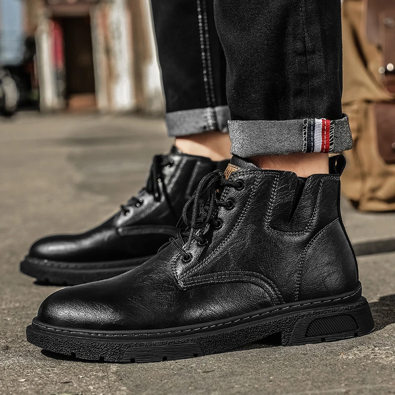 New Men's Shoes: Chelsea Boots for Men, One-Click Slip-On Fashion Boots, Large-Size Reversible Leather Short Boots, Men's Genuin