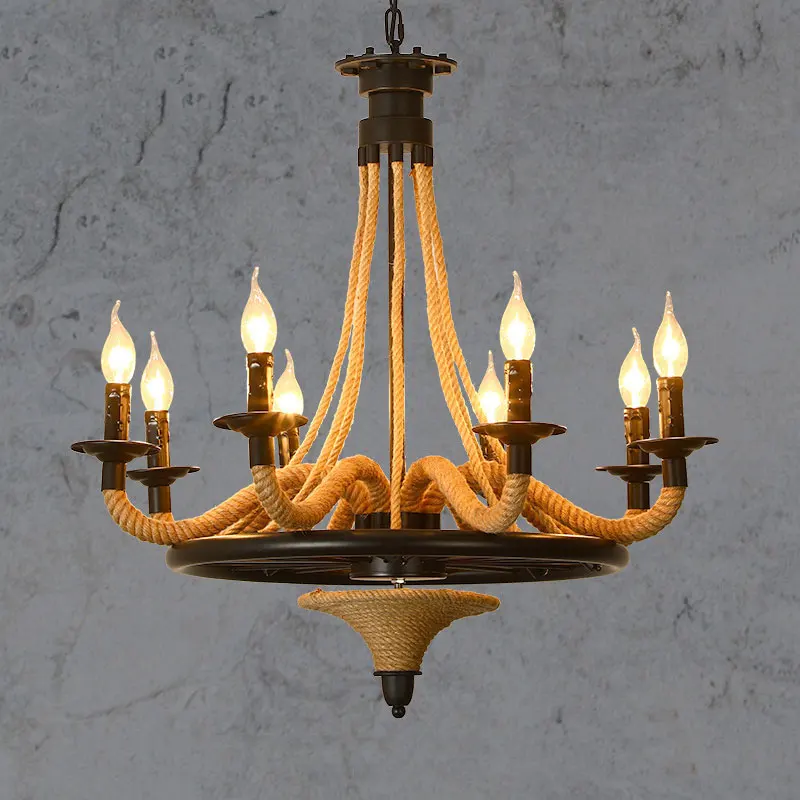

Подвесной светильник из американского конопляного каната для гостиной, столовой, бара, кафе, кухни, винтажная люстра в индустриальном стиле, светильник-подвеска