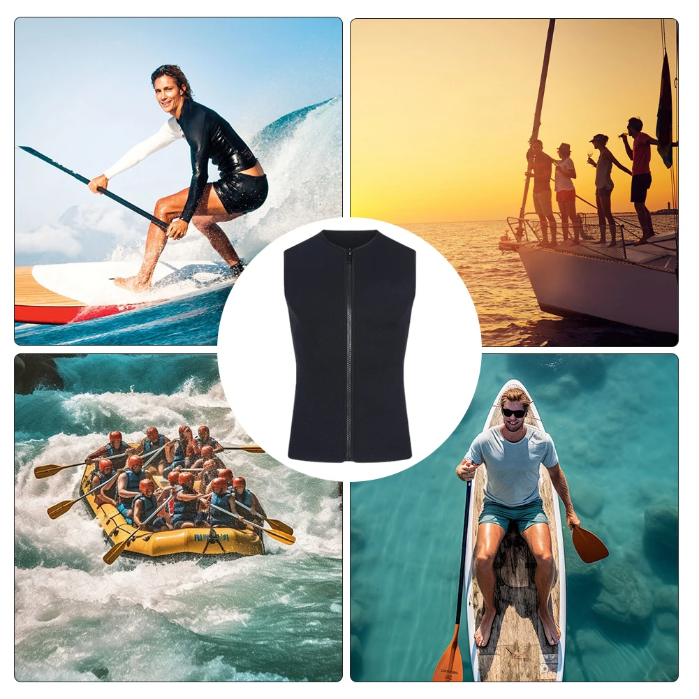 Мужской гидрокостюм, неопреновый жилет 3 мм с молнией спереди, эластичный жилет для плавания для плавания, дайвинга