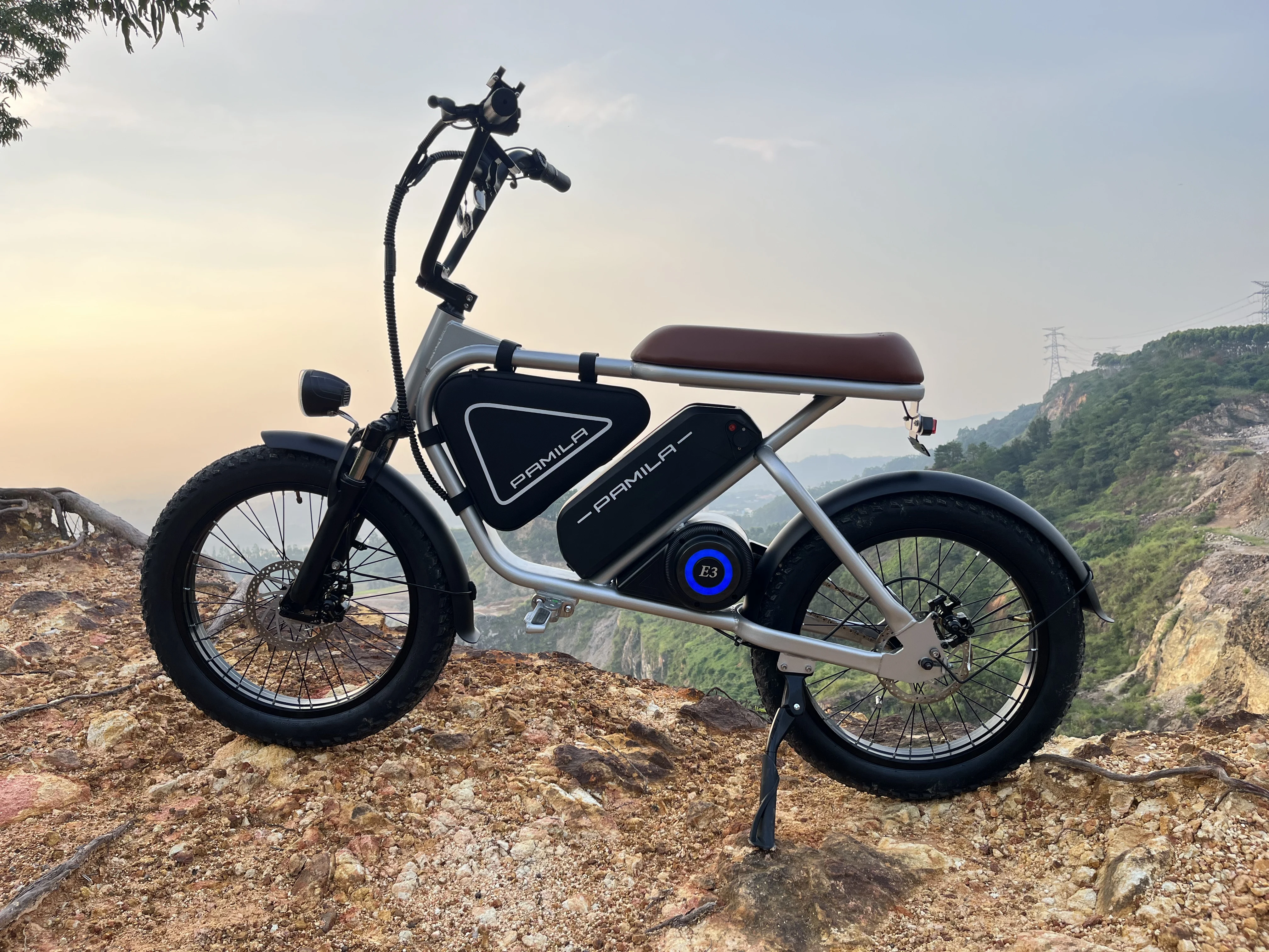 

E3 Electric Bike for Adults, 1000W, 26MPH 48V 16AH Battery, Max 50-100 Miles E Motorcycle, 20*3" Fat Tire Dirt Bike, 3-Speed