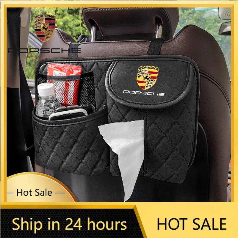 

Наклейка на автомобиль для Porsche: подвесной органайзер на спинку сиденья, коробка для салфеток для Porsche Cayenne, Panamera, Macan, 911, 718, Taycan
