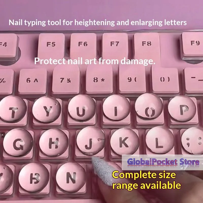 [TG823]100Pcs Long Nails Suitable Keyboard Stickers with Raised Pad Magnified Letter Typing Protective Cover for Glass Keyboards