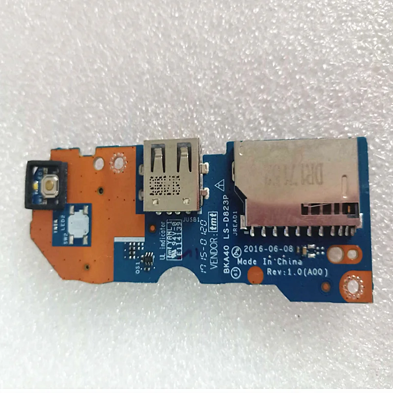 BKA40 LS-D823P Original notebook tablet For Dell Inspiron 15 7560 7460 7472 USB Switch IO Small Board 8N7VD 08N7VD With Cable