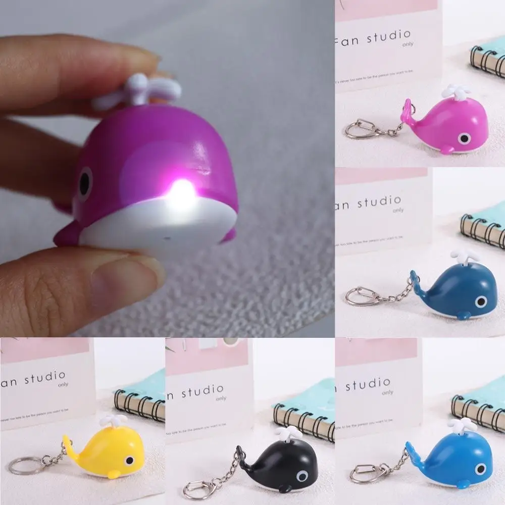 Sounds Light Sea Whale Keychain with Sound Flashlight LED Whale Keyring Luminous Cartoon Animal LED Keychain Bag Decoration