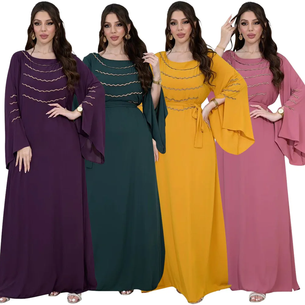 Flare Sleeves Prom Dresses Backless 2024 New Design Crystal Arabia Women Formal Occasion Evening Dresses Party Gown 
