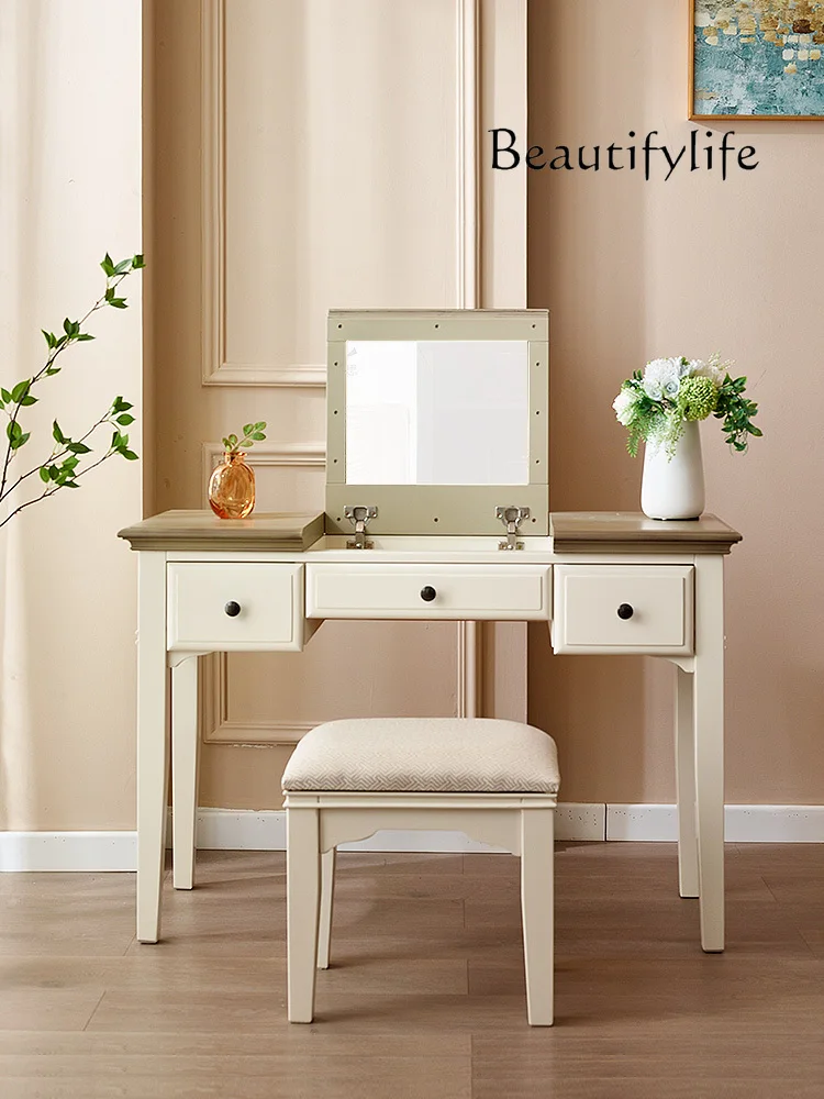 

American Cream Style Household Modern Minimalist Solid Wood Dressing Table