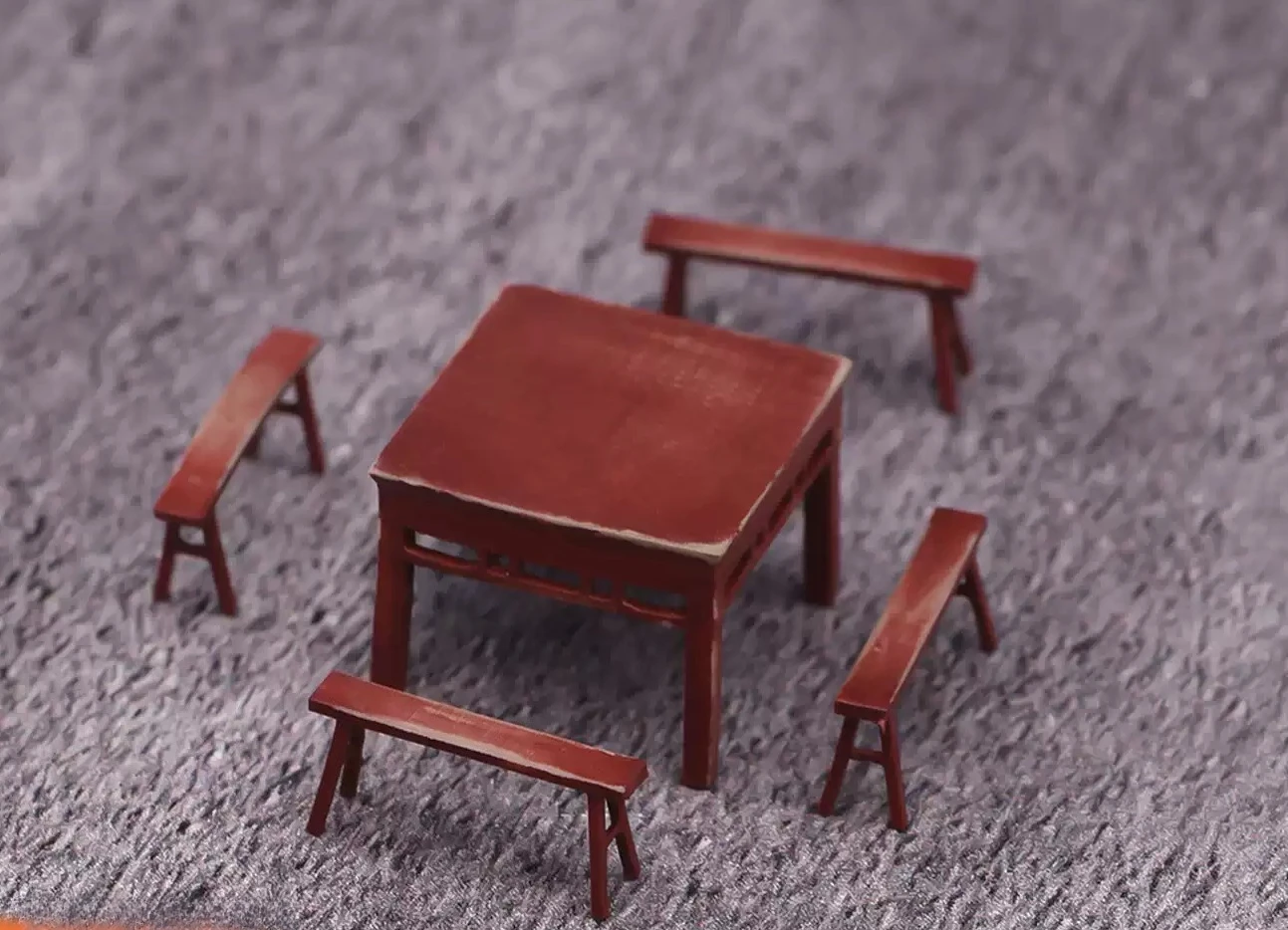 1/64 Scale Mini Table Stool Set Micro Furniture Diorama Scene Props For Diecast Car Model Shooting
