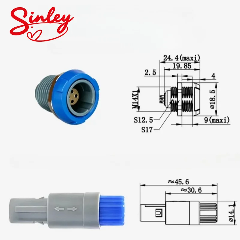 12Pin Push Pull Connector Compatible with REDEL 1P 2P 3P 6P 8P Self Locking Aviation Plug Socket Medical Plastic Head Cable