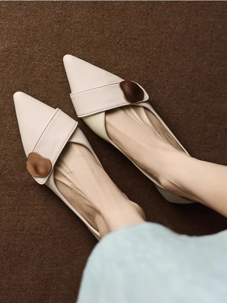 Pointed Toe Low Heel Pumps for - Leatherwork In French ulasan dan harga