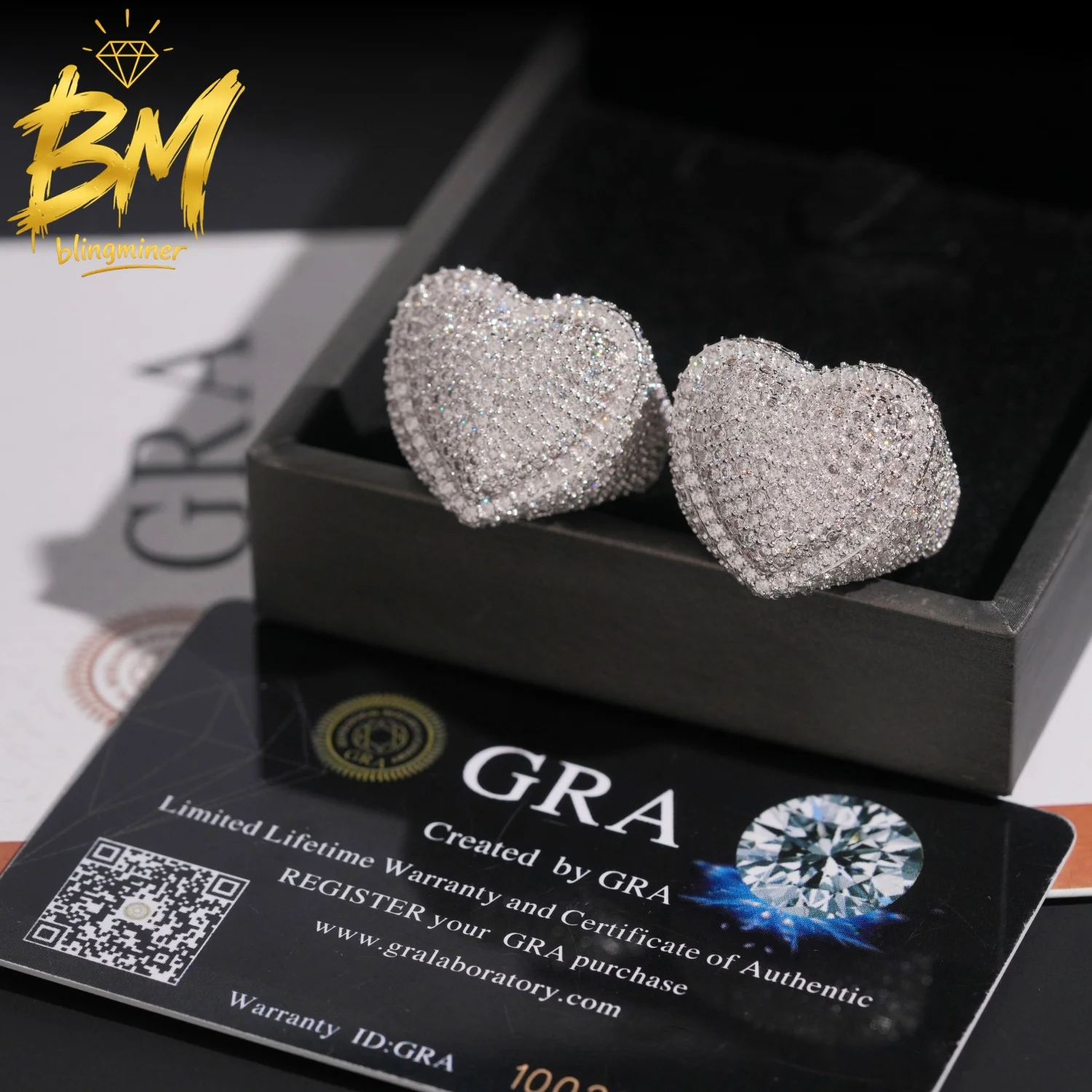 Blingminer Heart Shape VVS Moissanite Rings For Men Women S925 Silver Finger Jewelry Pass Diamonds Tester GRA Free Shipping