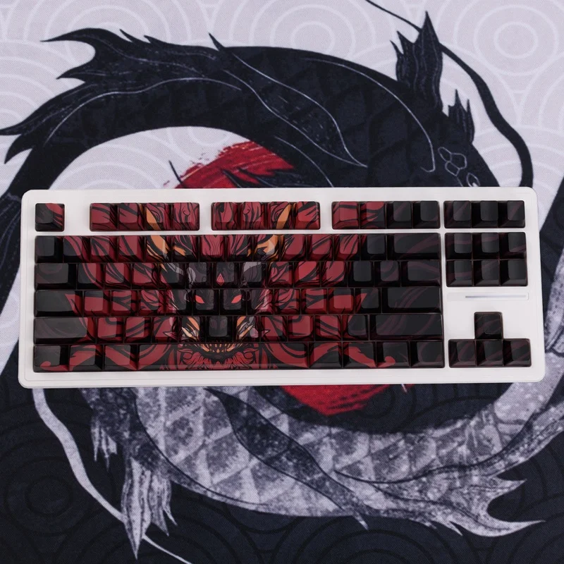 Womier Dragon Themed Keycaps 134 Original Factory Height Pbt Five Sided Thermal Sublimation Mechanical Keyboard Anime Keycaps