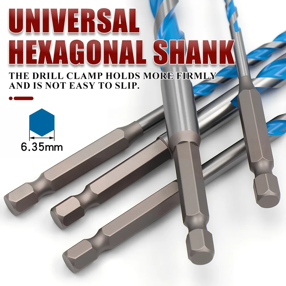 Carbide-Tipped Triangle Drill Bits 5PCS Hex Shank for Multi Material Use Including For Wood Concrete Marble Brick Vitrified