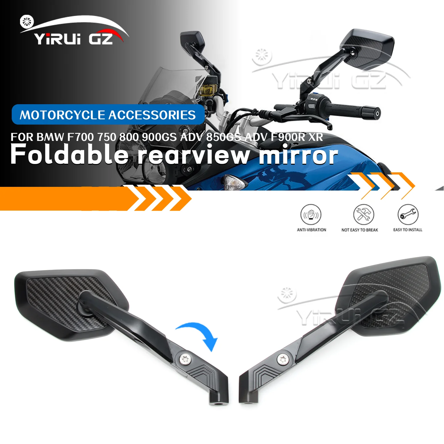 Зеркало заднего вида для мотоцикла BMW F700GS 750GS F800 900GS F800GS F850 900GS ADV F900R XR Боковое зеркало заднего вида с антибликовым покрытием Зеркало заднего вида для мотоцикла BMW F700GS 750GS F800 900GS F800GS F850 900GS ADV F900R XR Боковое зеркало заднего вида с антибликовым покрытием