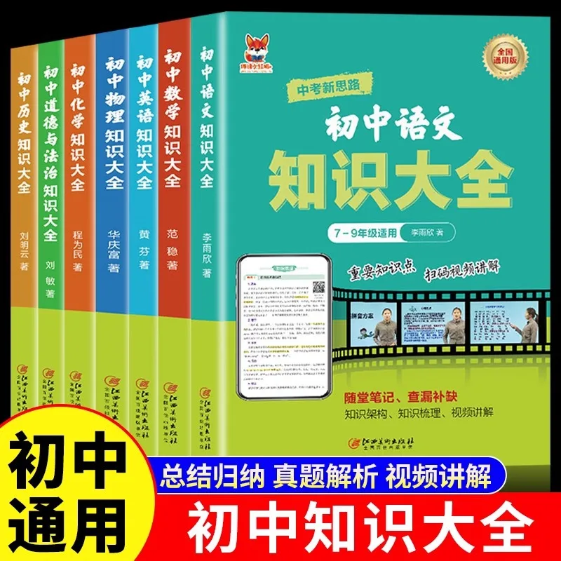 Complete Knowledge of Junior High School Chinese, Mathematics, English, Physics, Chemistry, and History