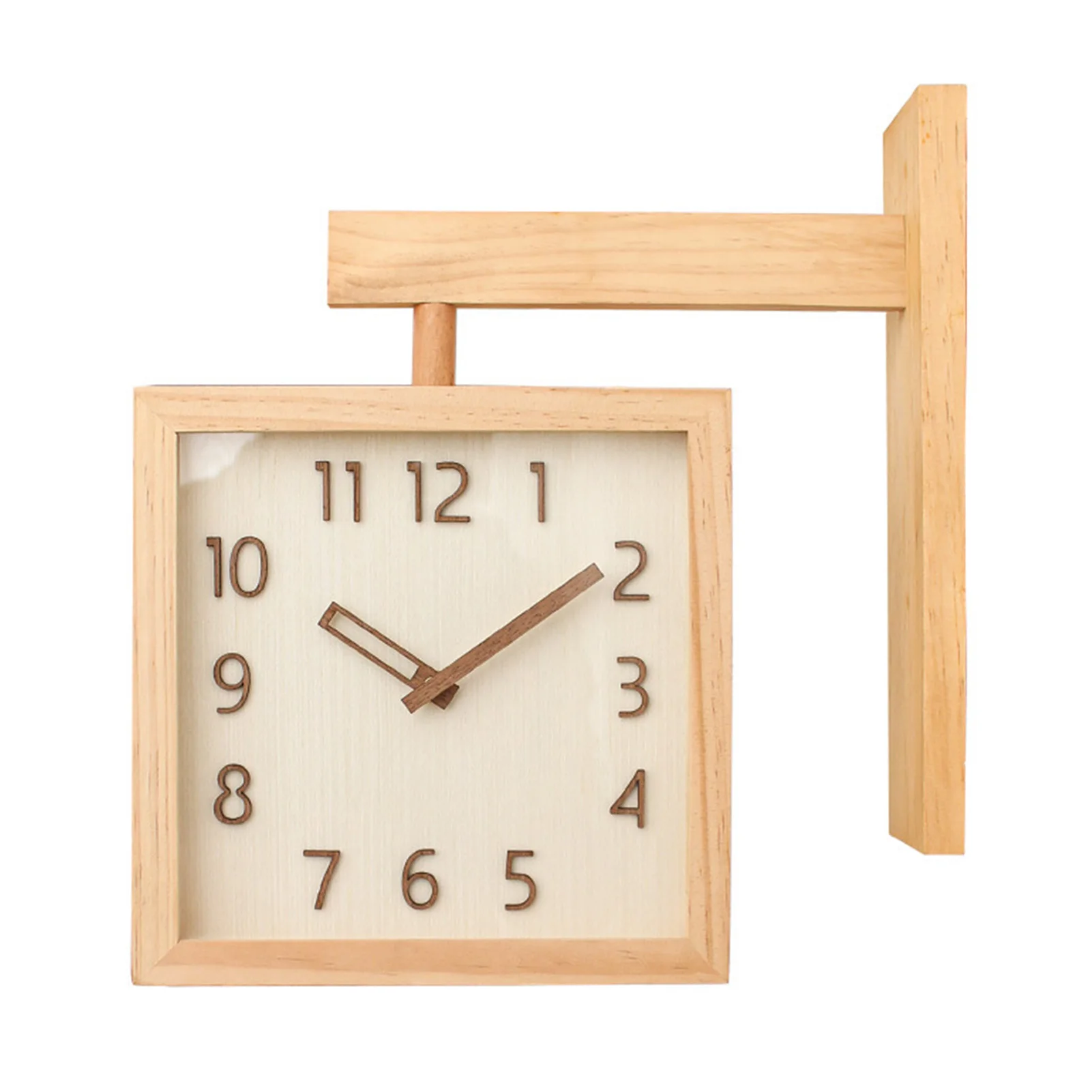 Hoekklok Dubbelzijdige hoekklok Decoratief Stil Houten Eenvoudig Werkt op batterijen voor thuis voor woonkamer