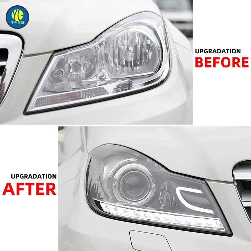 YU GUANG LED Headlights for Mercedes Benz W204 2011-2014 C180/C200/C250/C63 6000K Car Accessories 12V Head Lamp Upgrade