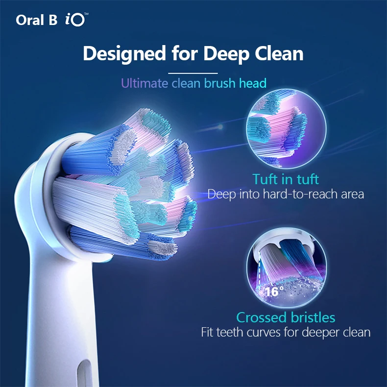 Oral-B iO Ultimate Clean Replacement Brush Heads Remove Plauqe 3 Pieces Compatible with Oral-B iO Electric Toothbrush