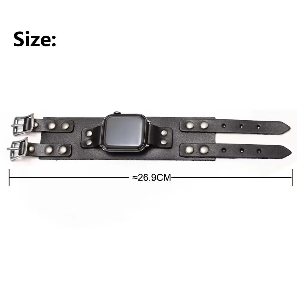 Double Metal Buckle Strap For Apple Watch Band 40mm 44mm 38mm 42mm 45mm 41mm Leather Bracelet iWatch 8 7 6 5 4 3 SE Ultra 49mm