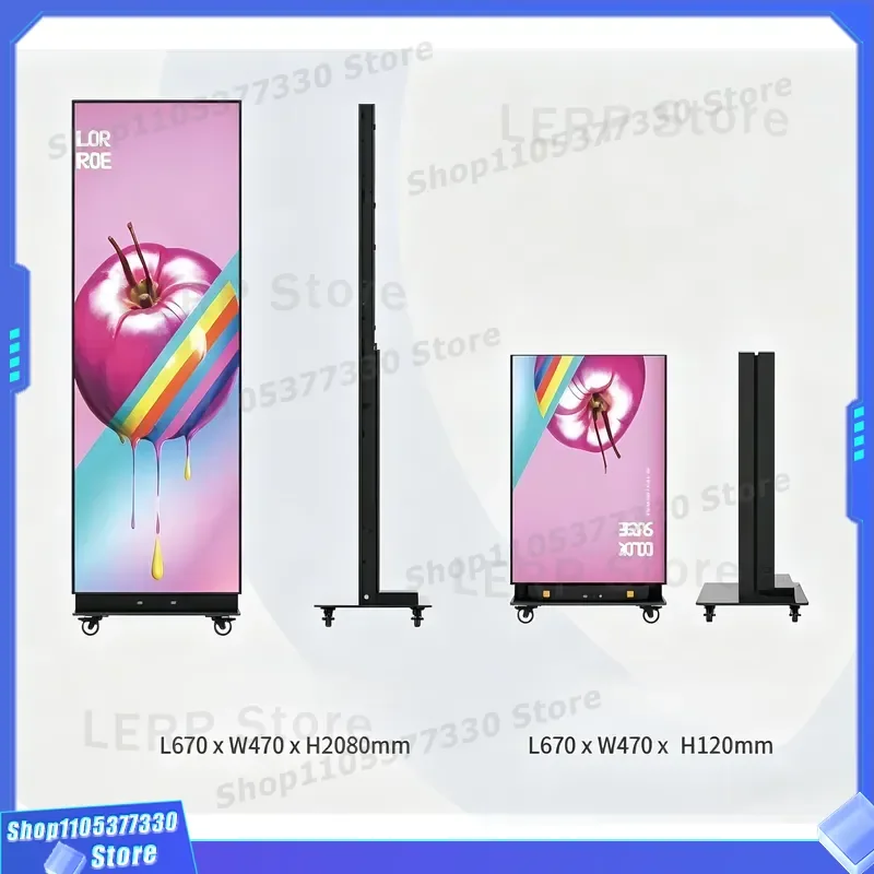 P2.5 Outdoor LED Poster Screen 180 Degree Foldable Vertical Digital Signage Commercial Animation Video Wall Floor to Ceiling