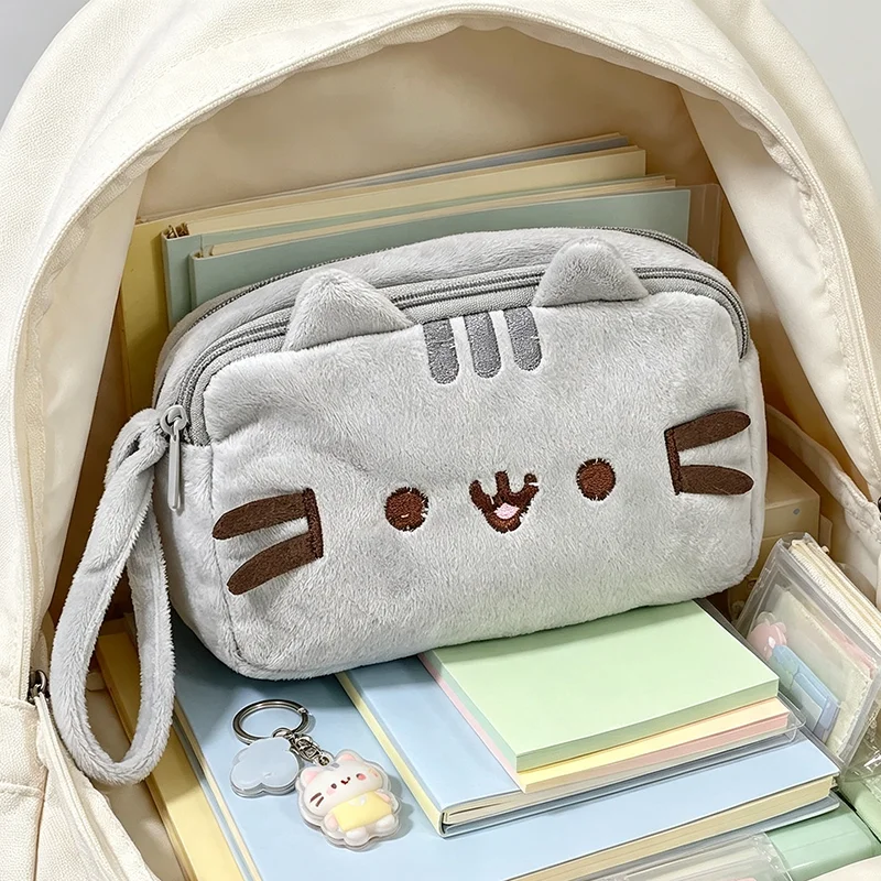 Estojo de Lápis Pusheen Fofo, Gato Gordinho em Desenho Animado, Bolsa de Armazenamento de Material Escolar de Grande Capacidade, Bolsa de Viagem Multiuso para Cosméticos, Presentes