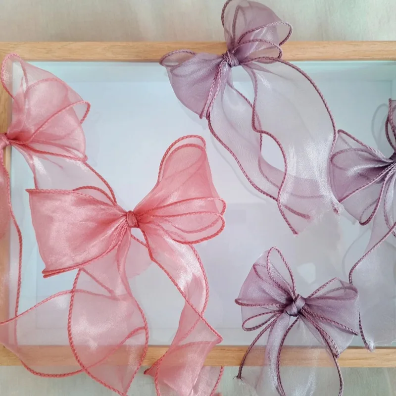 Fita de organza com borda ondulada, 40mm, 10 jardas, fio rabo de peixe, para embrulho de presente, buquê de cabelo com laço, fitas de tecido de renda, suprimentos de costura