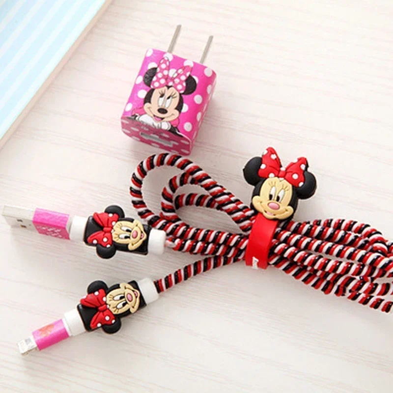 Disney Action Figur Stich Handy Datenkabel Schutzhülle Cartoon Minnie Datenkabel Schutzs eil DIY Geburtstags geschenk