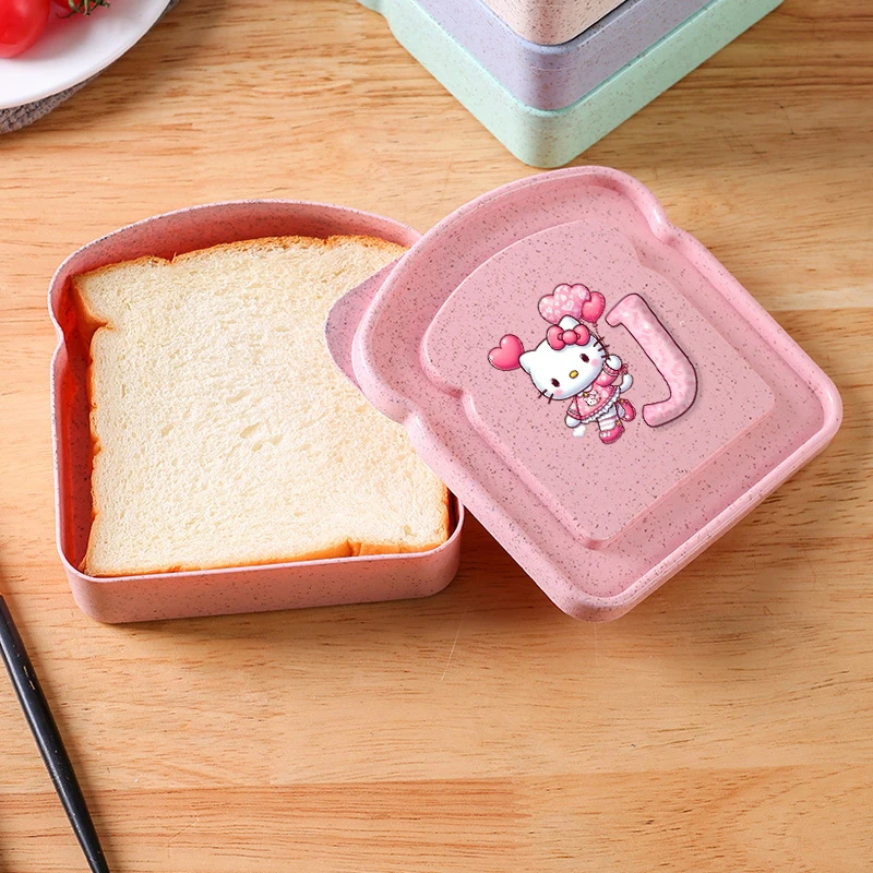 

Hello Kitty Letter A-Z Sandwich Containers Student Toast Storage Box Portable School Office Sliced Bread Food Fruit Lunch Boxes