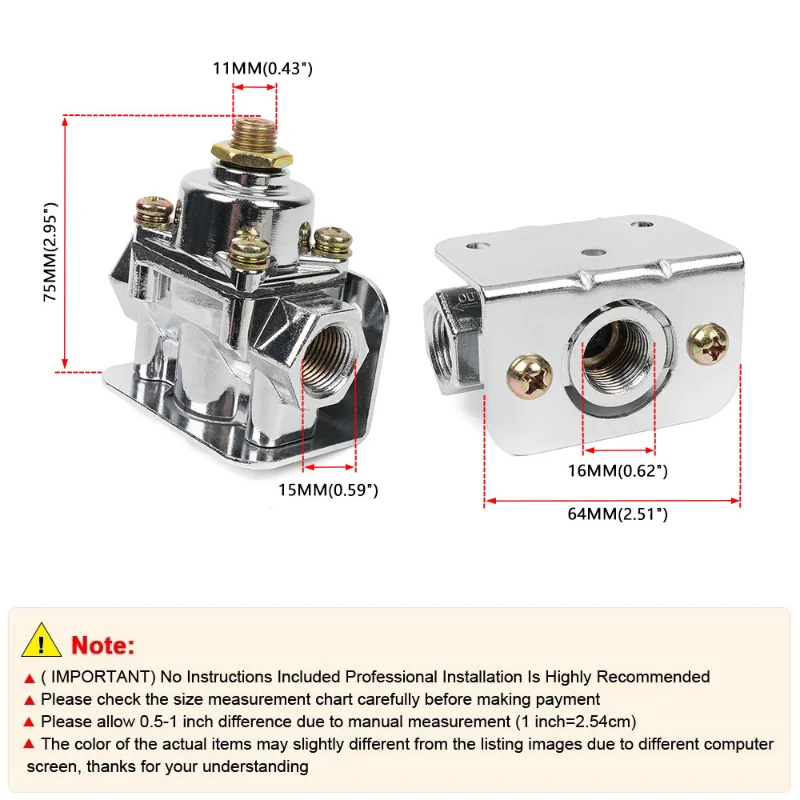 Car Modification Accessories 3/8 Zinc Alloy Carburetor Fuel Valve 12-804 Fuel Pressure Regulator 12-803