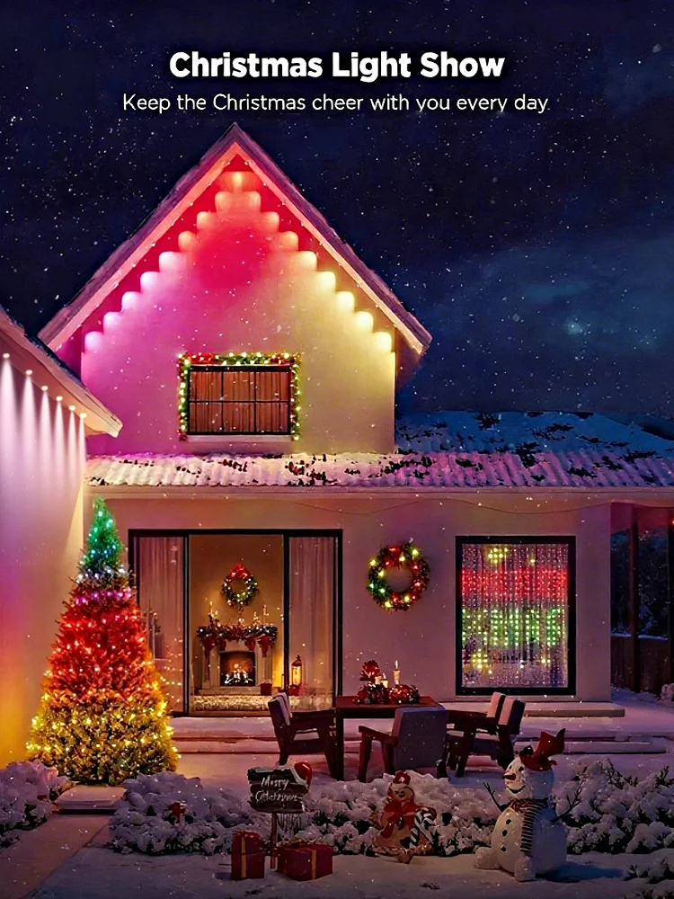 198 قدم / 49 قدم الإضاءة الدائمة في الهواء الطلق RGB + IC الذكية إيف سلسلة أضواء تصميم مقاوم للماء مثالية لتزيين عطلة السنة الجديدة #4