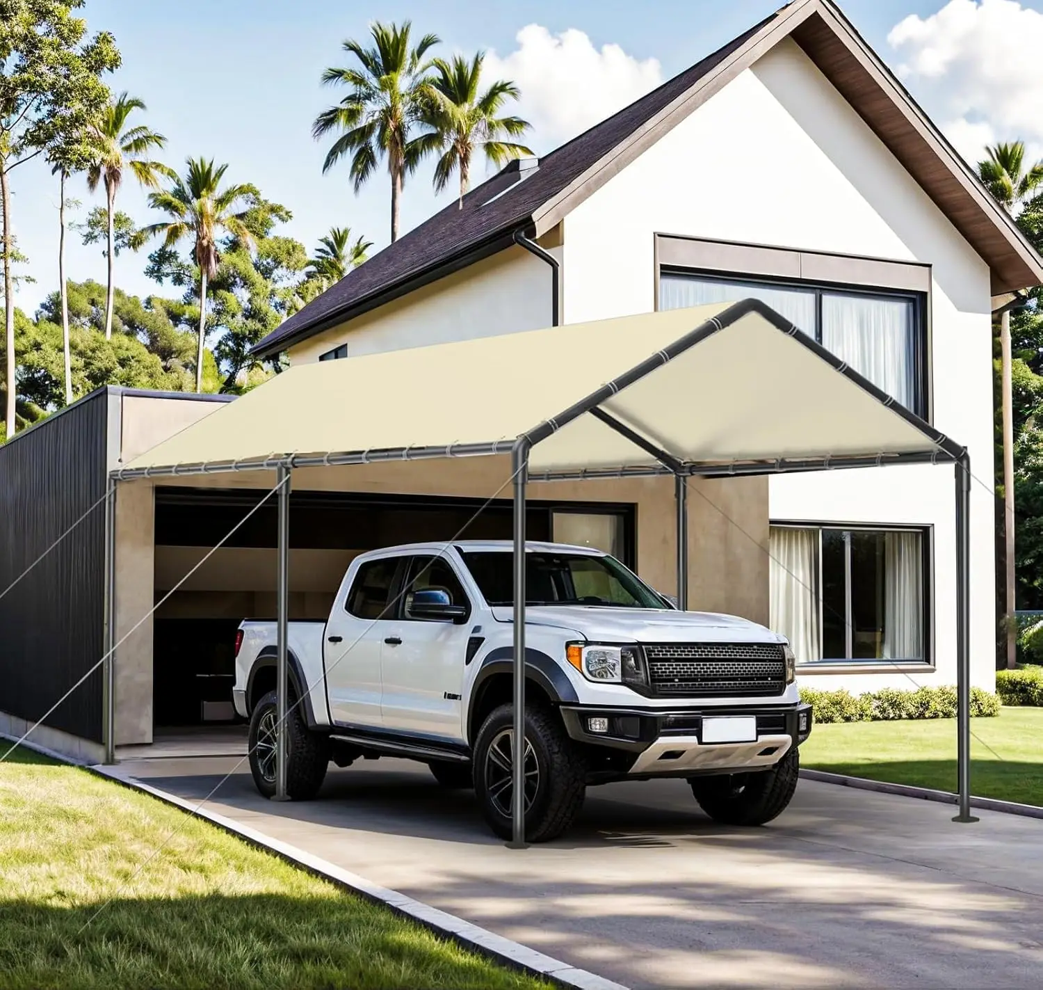 Carport, 10x20ft Heavy Duty Portable Garage, Car Port with Storage Shed, Car Canopy Car Tent with Steel Frame All-Season Tarp fo