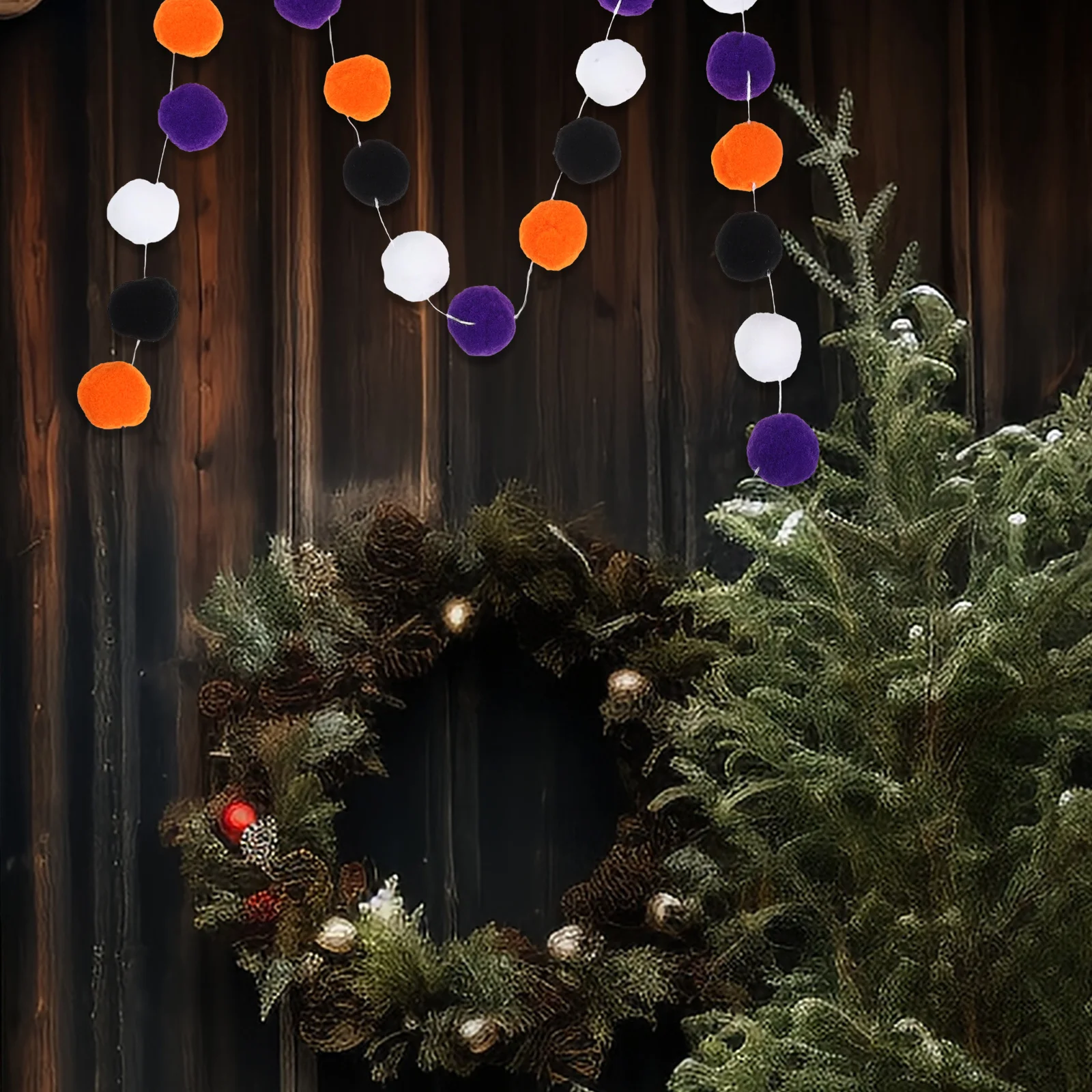 

Felt Ball Banner Halloween Party Decoration Hanging Wall Ceiling Outdoor Indoor Home Festive String Flag Pendant Embellishment