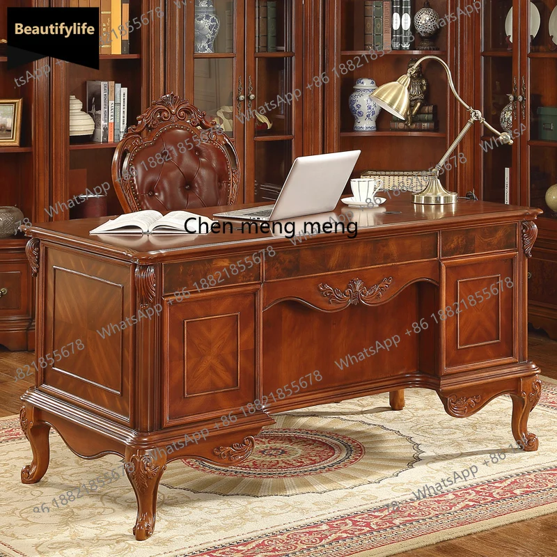

A139 American large class desk, European style, writing desk, solid wood office computer desk, luxury boss table