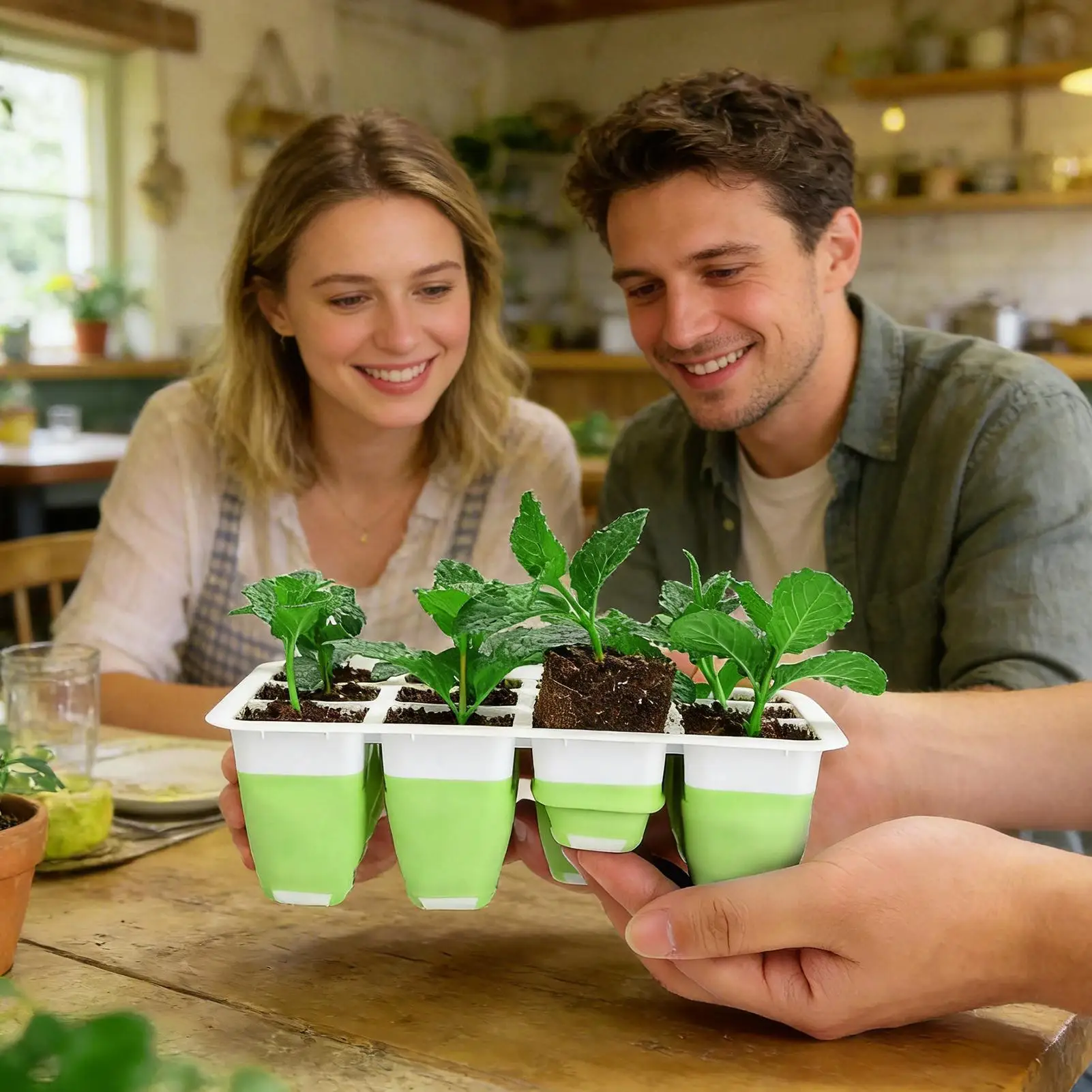 Planting Trays For Seedlings 12-Cells Silicone Reusable Planting Box Gardening Plant Germination Tray For Men Women Beginners