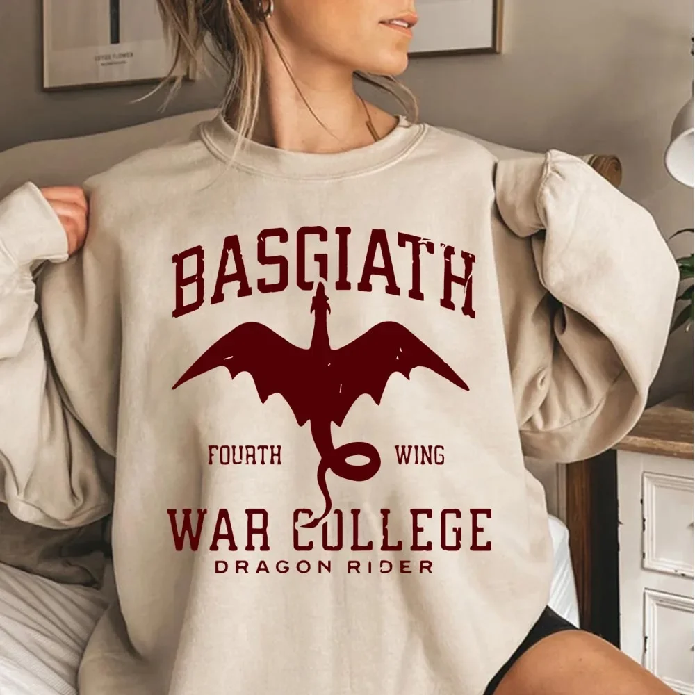 Vintage Fourth Wing Hoodie Sweatshirt Women Graphic Basgiath War College Hooded Sweatshirt K Pop Clothes Hoodies Women