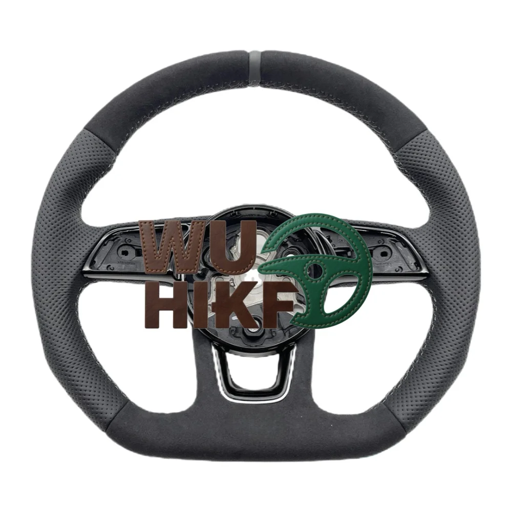 

Hand Sewing Suede Genuine Leather Car Steering Wheel Cover 8X A2 A3 Q3 Q5 Q2 A4 A5 A6 Steering Wrap Brad Cover For Audi A1
