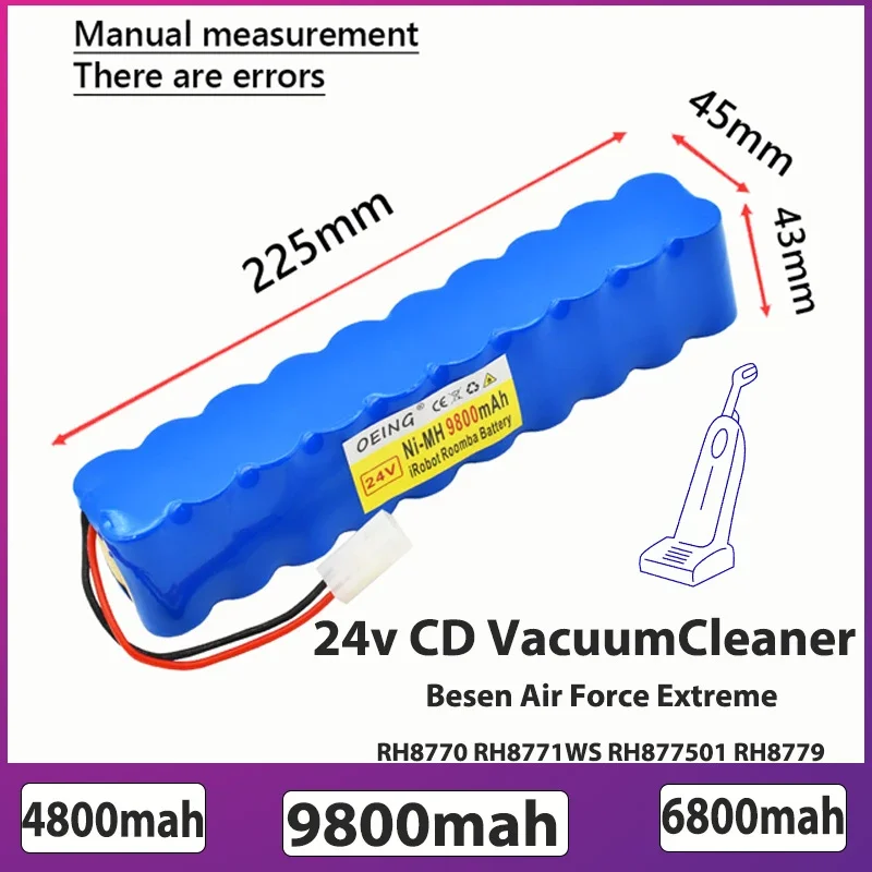 

24V 9800mAh NiMH Battery Pack Suitable for Rowenta CD Vacuum Cleaner Suitable for Besen Air Force Extreme RH8770
