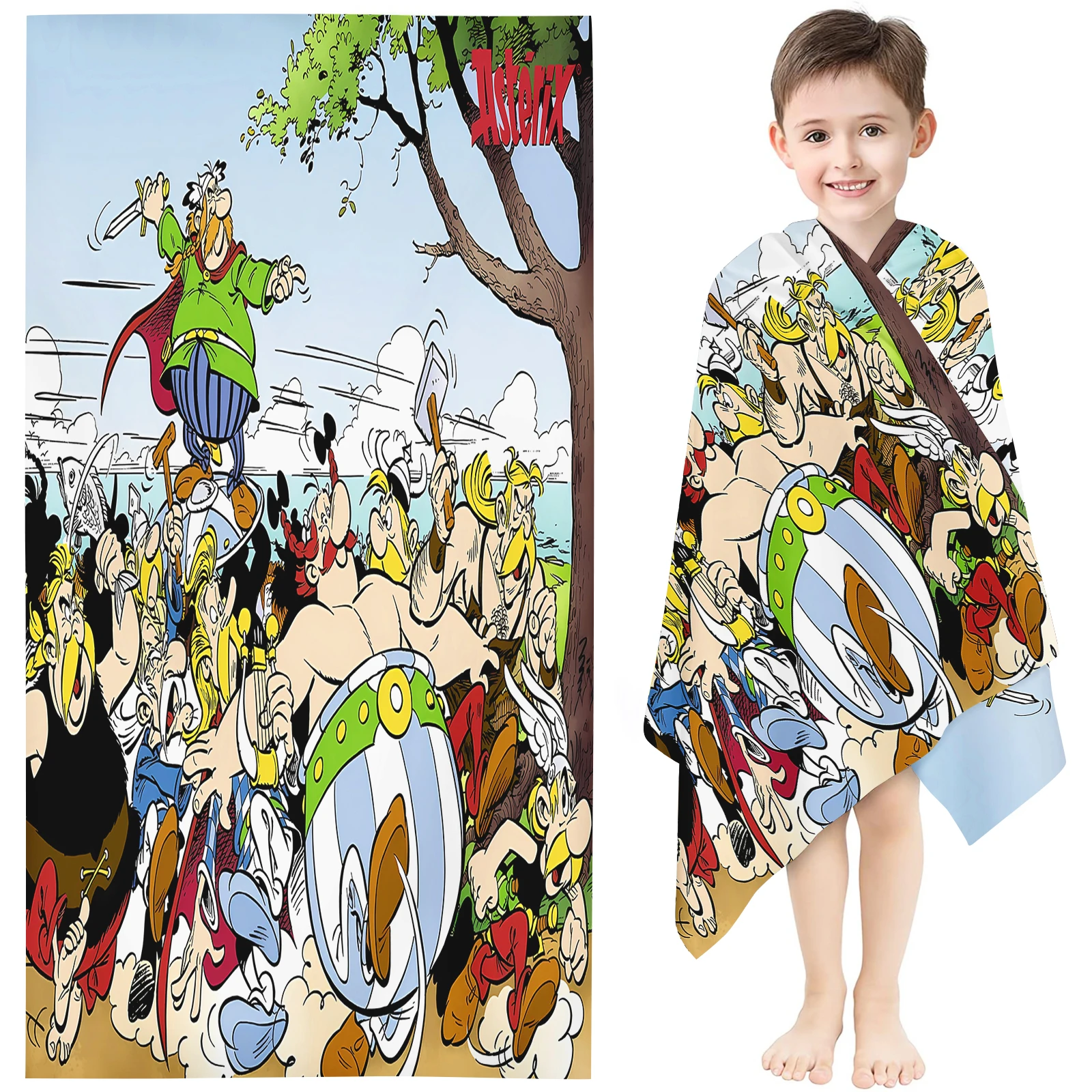 Asterix The Gaul Beach Towel Kids Cartoon Obelix Idefix Print Microfiber Quick Dry Bath Towel For Swimming Camping Travel