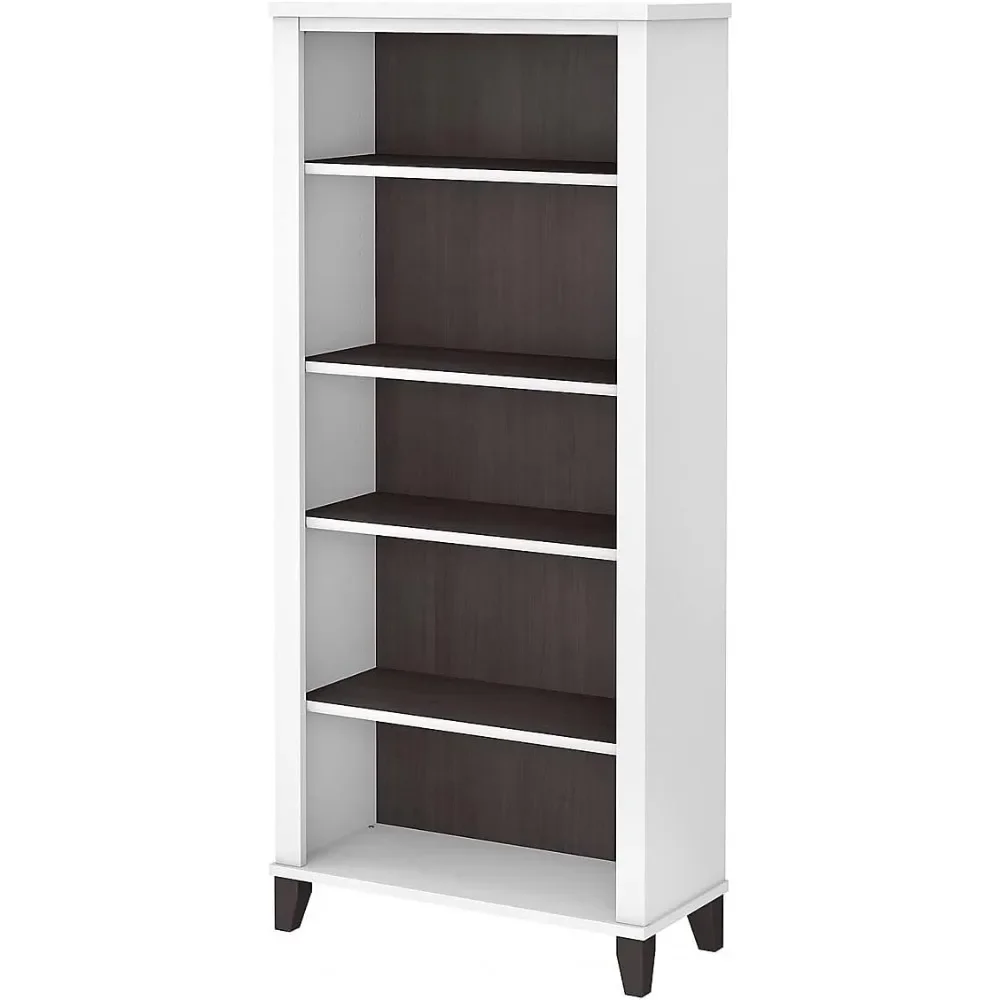 5-Shelf 65-inch H Bookcase, Storm Gray/White (12.81