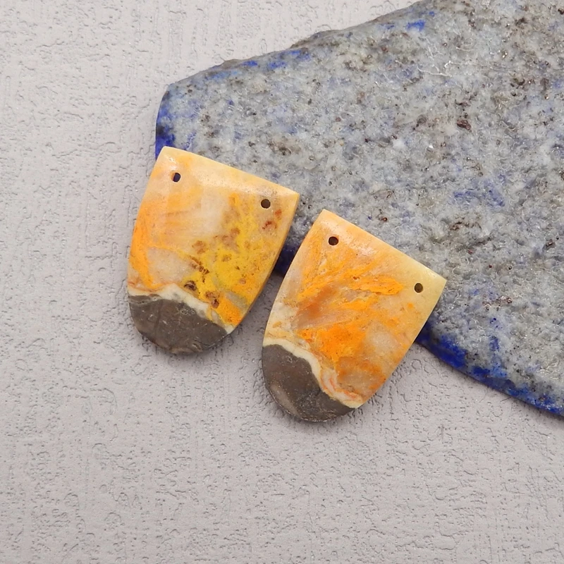 Natural Stone Bumble Bee Stone Double Holes Earring Bead,Earrings Accessories For Women,Fashion Jewelry DIY Making 22x17x4mm 5g