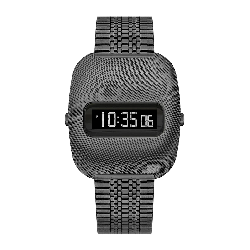 นาฬิกา Timepiece Ripple Time Retro ยุค 1970 นาฬิกาอิเล็กทรอนิกส์ดิจิตอล ลายคลื่นสุดยูนีค หน้าจอ LCD  ตัวเรือนสแตนเลส นาฬิกาคู่รัก DG