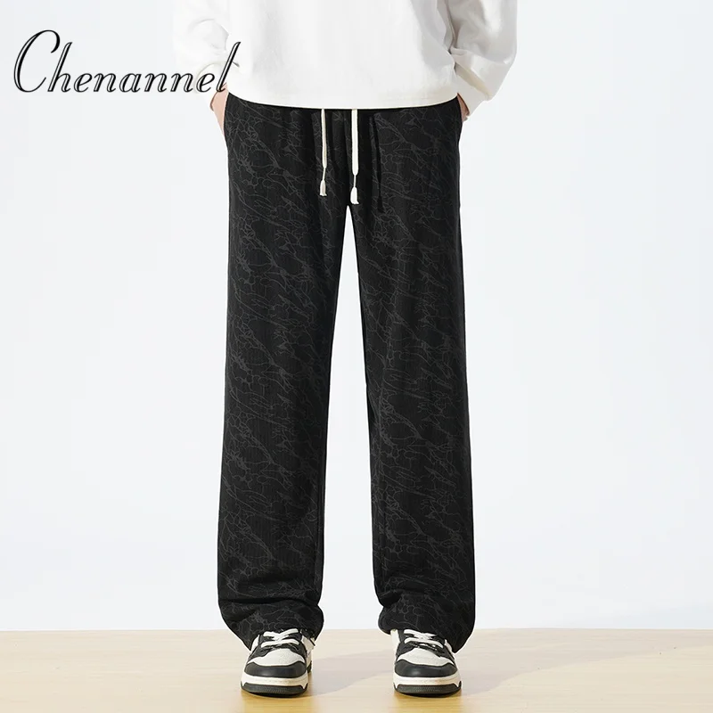 

Men's Checkered Drape Casual Pants, High - End Spring Autumn Loose Straight Wide Leg Trousers
