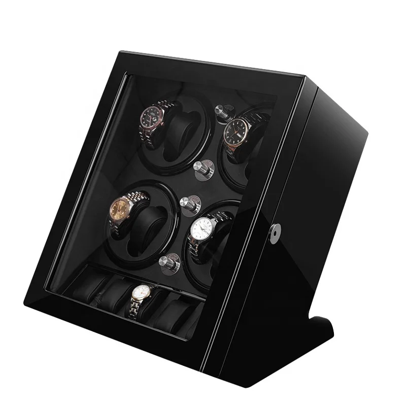 glass top automatic watch box winder black piano lacquered watches wooden organizer collection display automatic winder storage