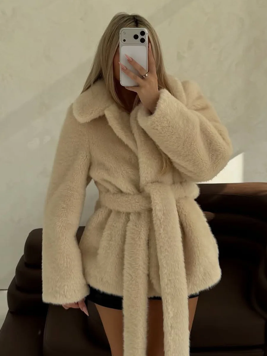HDHOHR 2026 New Thick Warm Fashion Faux Mink Fur Coat Women  Luxury High Quality Elegant Chic Fluffy Mink Fur Jacket Cloths
